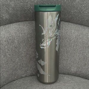 Starbucks Silver and Green Travel Mug